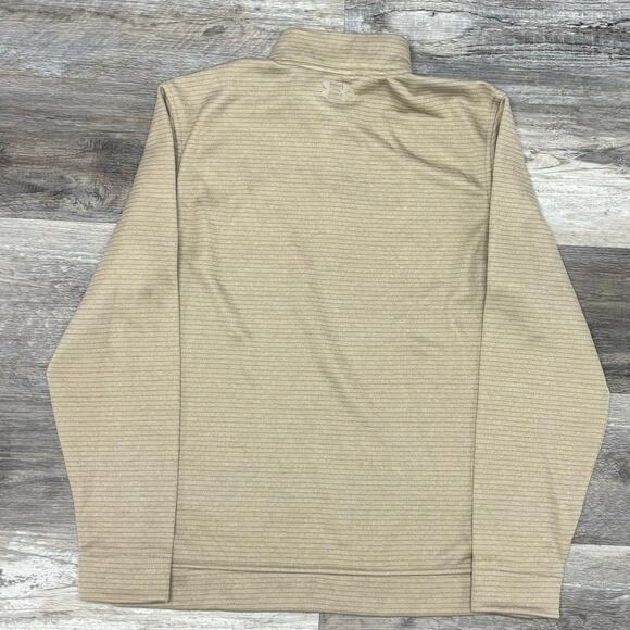 Under Armour UA Storm Sweaterfleece Tan Mens M Quarter Zip Mock Neck Sweater EUC - Picture 3 of 9
